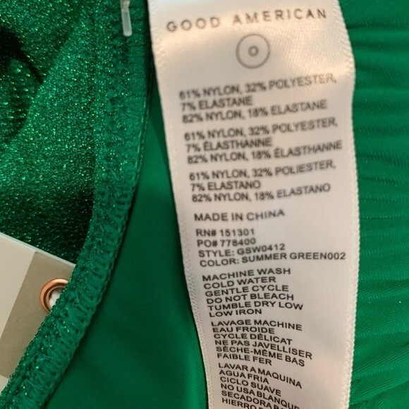 NWT Good American Summer Green sparkly green bikini top. Size 0 (X-Small) - Picture 5 of 8